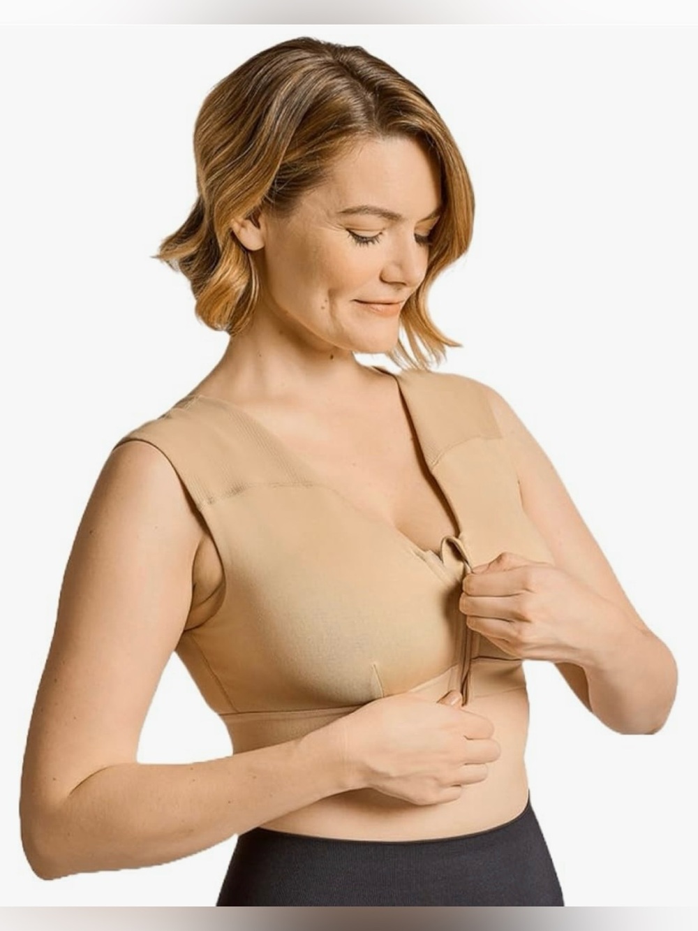 Tommie Cooper Front-Fastening shoulder Support bra in Nude